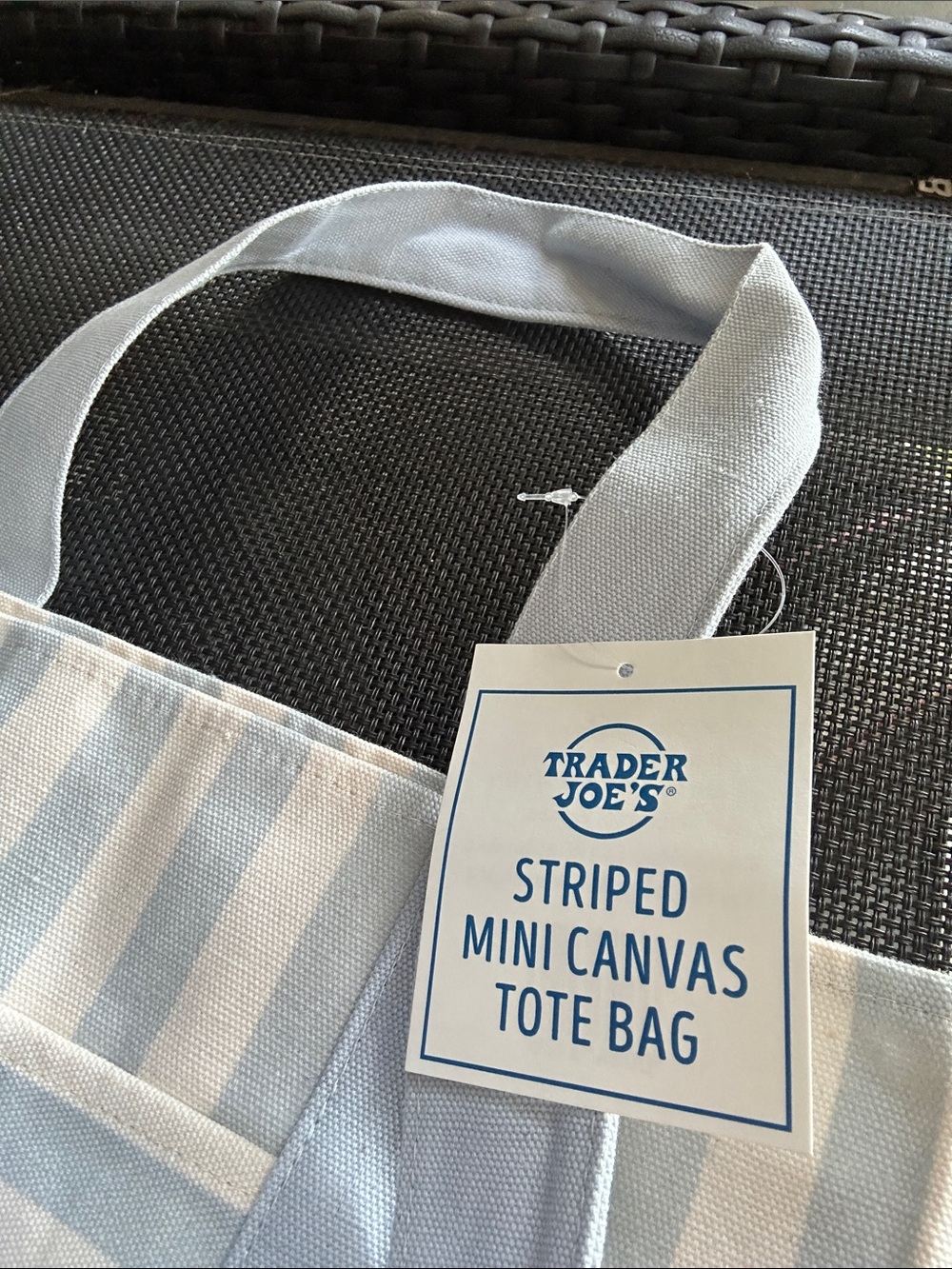 Trader Joe’s light blue mini striped tote - Picture 5 of 6